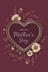 Mothers Day Card With Heart and Flowers