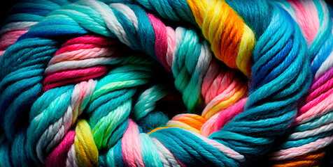 yarn for knitting multi-colored threads a lot. Generative AI,