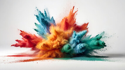 Explosion of colored powder Green red blue and orange - 794228203