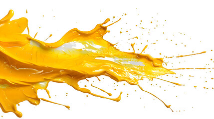 Yellow paint splashes isolated on a transparent background, PNG, Ai