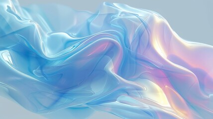 The abstract picture of the silky flexible wavy colourful and crystal clear water blue satin or fabric that waving around without breaking because of flexibility on the blank white background. AIGX01.