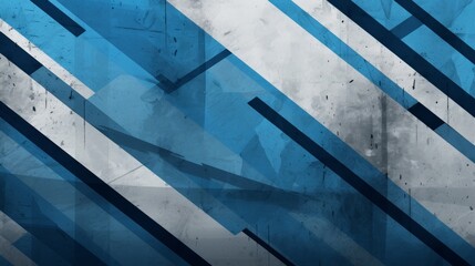 Tech blue stripes on abstract grey grunge corporate header banner geometric background - obrazy, fototapety, plakaty