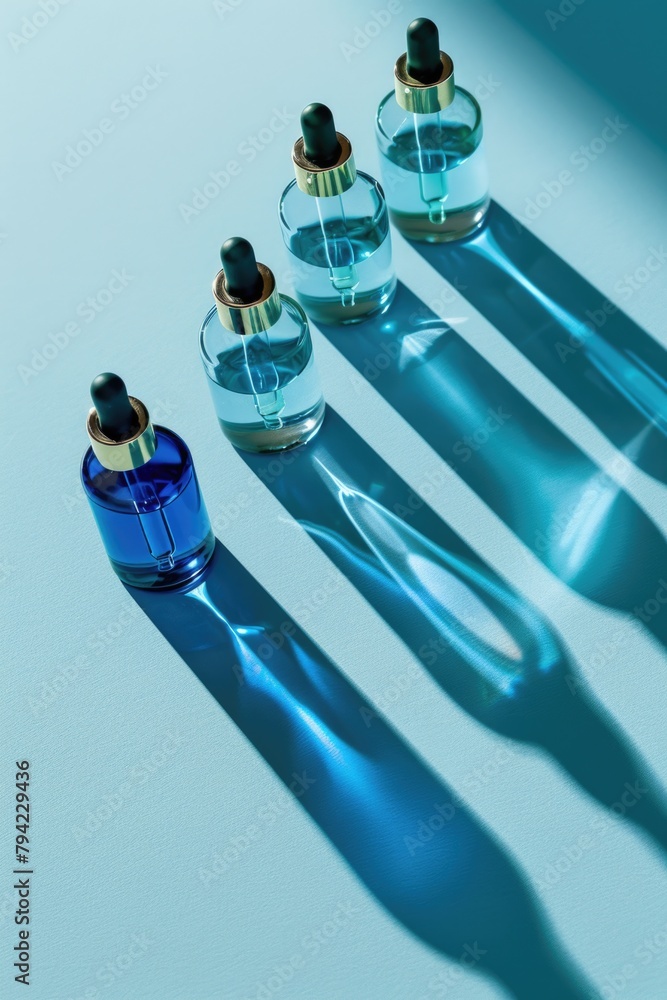 Aufkleber Three elegant perfume bottles displayed in a row. Perfect for beauty and fragrance concepts