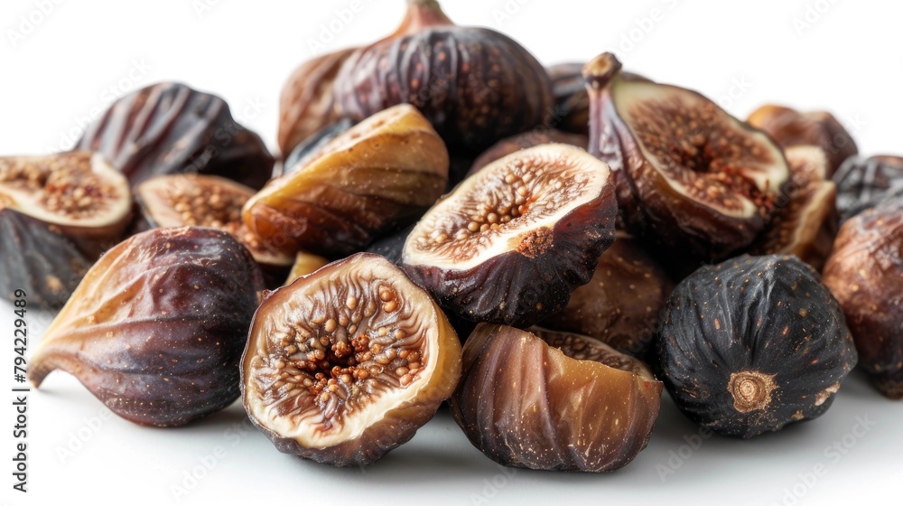 Sticker Close up shot of dried figs on a white background