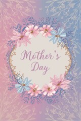 Mothers Day Card With Pink and Blue Flowers