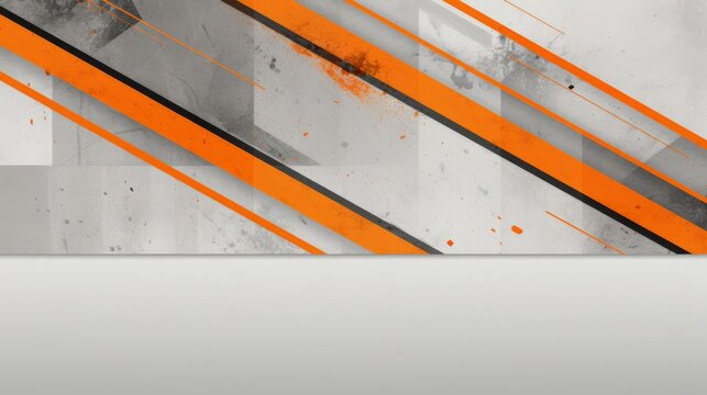  Tech orange stripes on abstract grey grunge corporate header banner geometric background