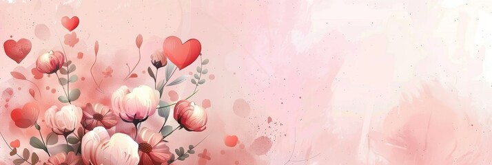 Floral Bouquet Painting on Pink Background
