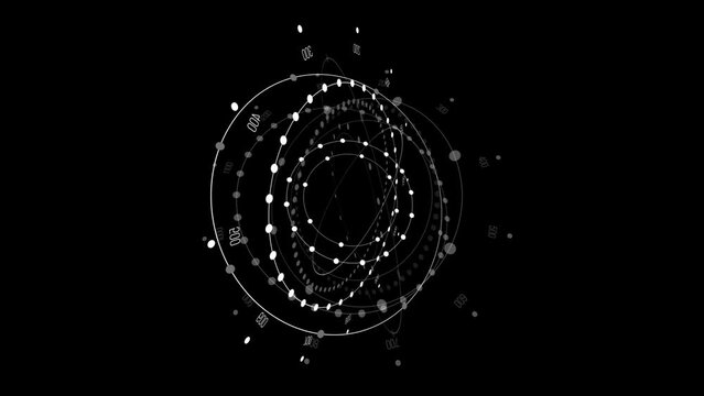 Loading animation or progress bar HUD element digital - pending loading screen - loop with loopable segments - circular white on black