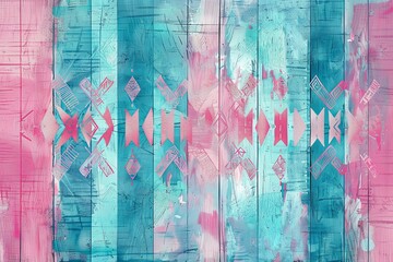 Abstract Geometric Art with Pink and Blue Hues