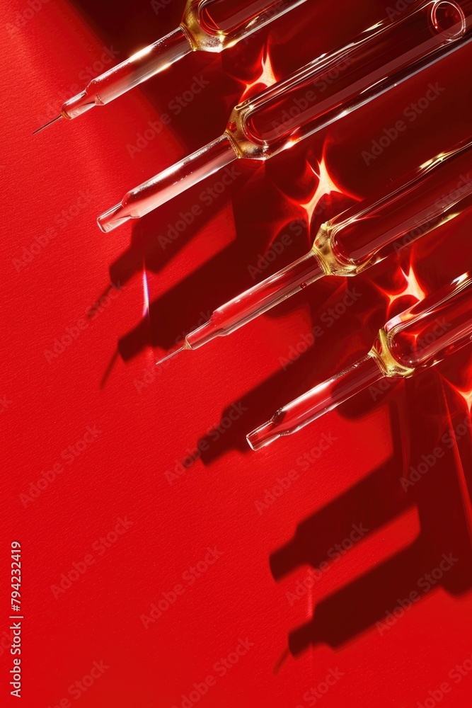 Aufkleber Scissors on red surface, useful for various projects
