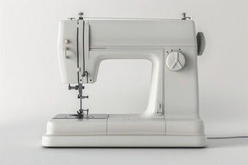 A white sewing machine placed on a table, ideal for crafting projects