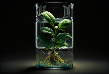 Plant in a test tube. Generative AI,