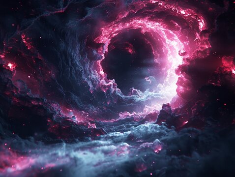 Picture a black void in space, where neon lights flicker and dance, illuminating the realm and offering a beacon of hope to those who seek help 8K , high-resolution, ultra HD,up32K HD