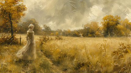 old woman with Longing: Aching heart, wistful sighs, yearning for distant horizons - obrazy, fototapety, plakaty