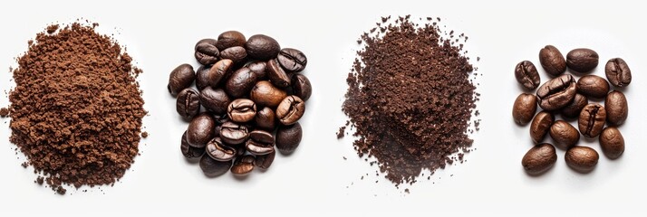 Coffee Grounds: Top View of Hand-Grounded Light Roasted Coffee Beans, Showing Multiple Levels