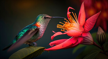 Fototapeta premium bird hummingbird in nature. Generative AI,