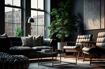 Obraz premium Generative AI illustration of glamour modern style interior design
