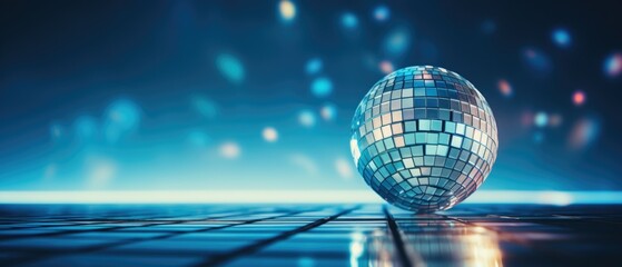 Fototapeta premium Sparkling disco ball on tiled floor