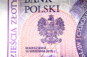 Fragments of Polish paper money.