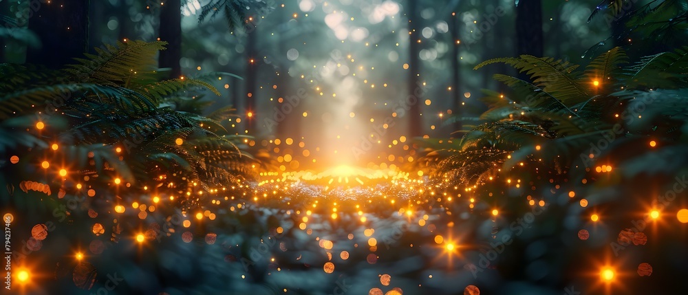 Poster the integration of advanced technology in the amazon rainforest at dusk. concept technology integrat
