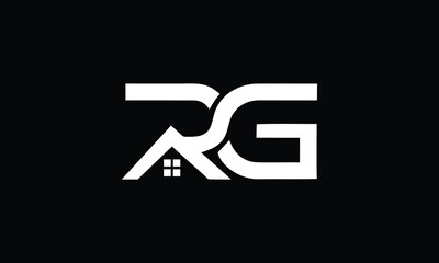 RG initial monogram logo for real estate with creative building style design