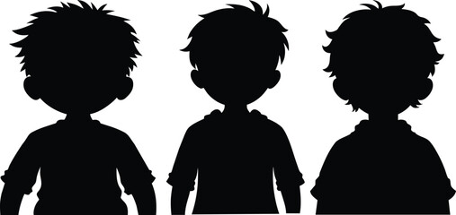 Children silhouette vector set