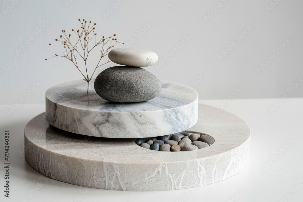 Poster A stack of rocks on top of a table. Suitable for various concepts