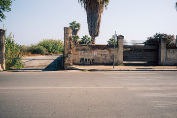 Mafia grafity in Palermo, Sicily, Italy,
