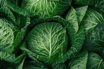 Obraz premium Close up of fresh green cabbage, perfect for food and agriculture concepts