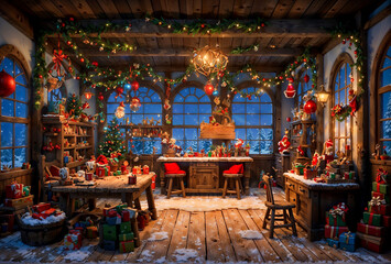 Fototapeta premium Santa's Workshop: Inside the North Pole Wonderland