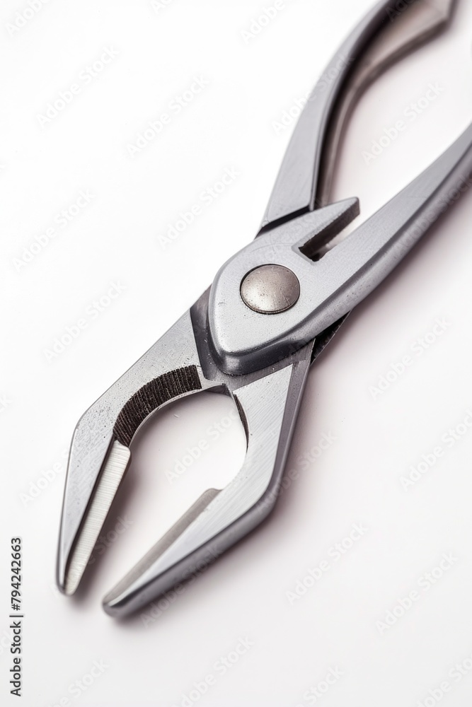 Poster a pair of pliers on a white surface, useful for diy projects