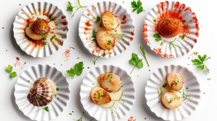 Fresh scallops arranged in scallop shells, perfect for seafood lovers