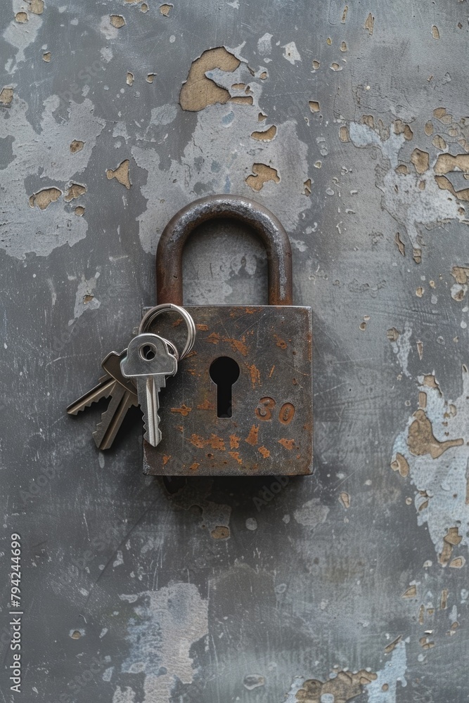 Aufkleber A padlock with two keys attached. Ideal for concepts of security and access control