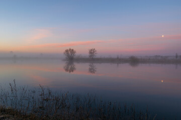 april awesome sunrise over the lake