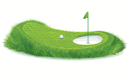 Obraz premium a green golf course with a hole and a green flag
