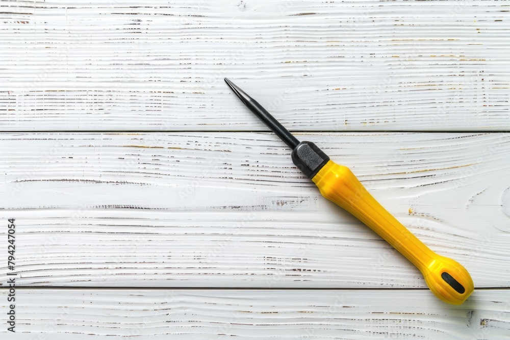 Aufkleber a pair of scissors on a rustic wooden background. ideal for crafting projects