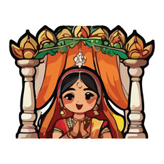 Indian wedding mandap decorative vector illustration