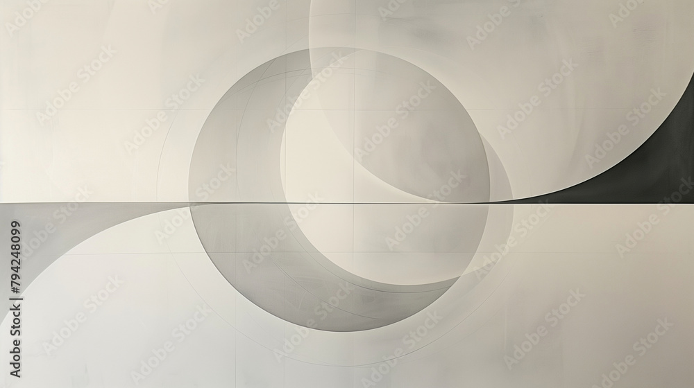 Poster minimalist abstract art with circles and lines in black and white. modern geometric design for wall 