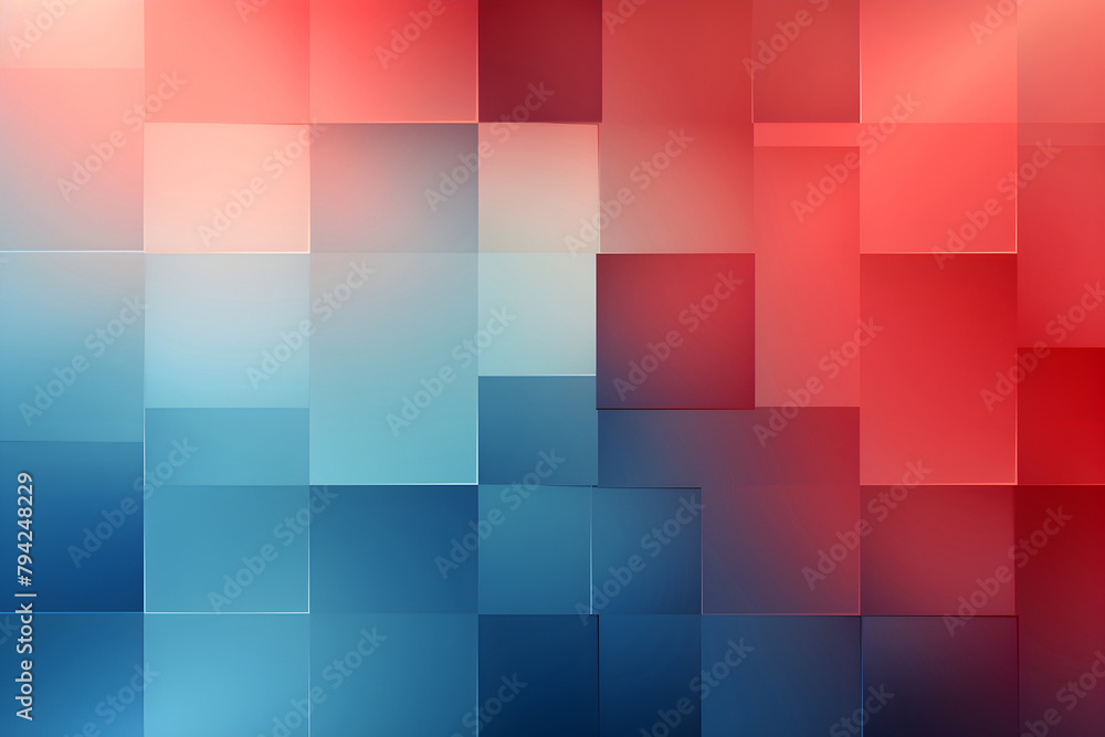 Aufkleber abstract mosaic of blue and red squares creating gradient effect