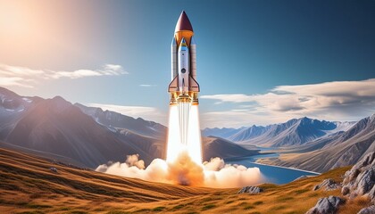 "Ascending to New Heights: Space Rocket Launch Symbolizes Innovation and Advancement"

