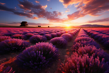 Picturesque field of lavender on the background of beautiful nature