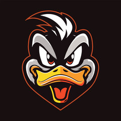 Duck head mascot logo vector illustration with isolated background