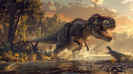Fierce Tyrannosaurus Rex - obrazy, fototapety, plakaty