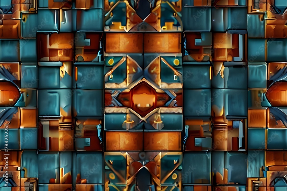 Poster pattern of square tiles generator ai