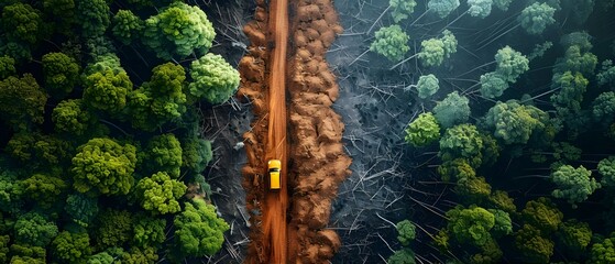 Deforestation causes permanent damage to the environment harming ecosystems and biodiversity. Concept Deforestation, Environmental Damage, Ecosystems, Biodiversity, Conservation - obrazy, fototapety, plakaty