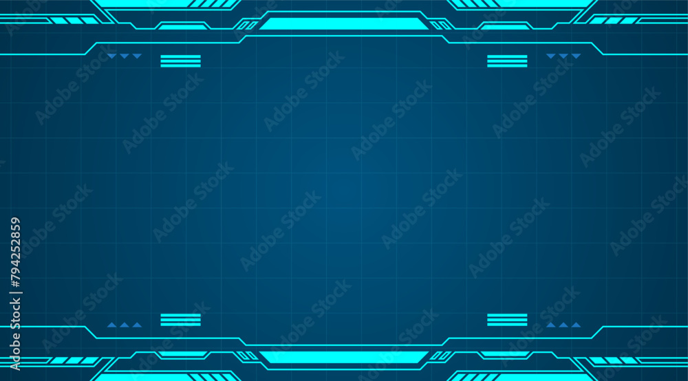 Aufkleber blue control panel abstract technology interface hud on black background vector design.