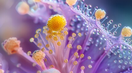 A microscopic view of a flowers pistil with its tiny ovules containing developing seeds representing the wonder of plant reproduction