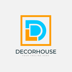Decor House logo design template - letter D icon