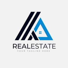 Real Estate Logo design template - Housing and A letter icon