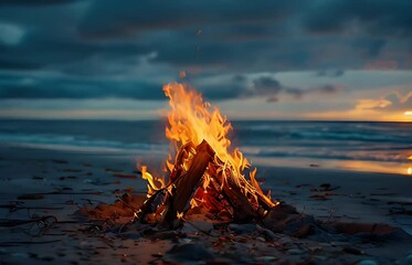 bonfire on the beach at night